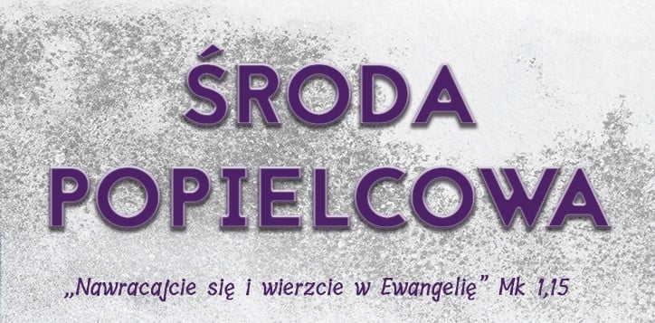 napis Sroda Popielcowa na fioletowym tle